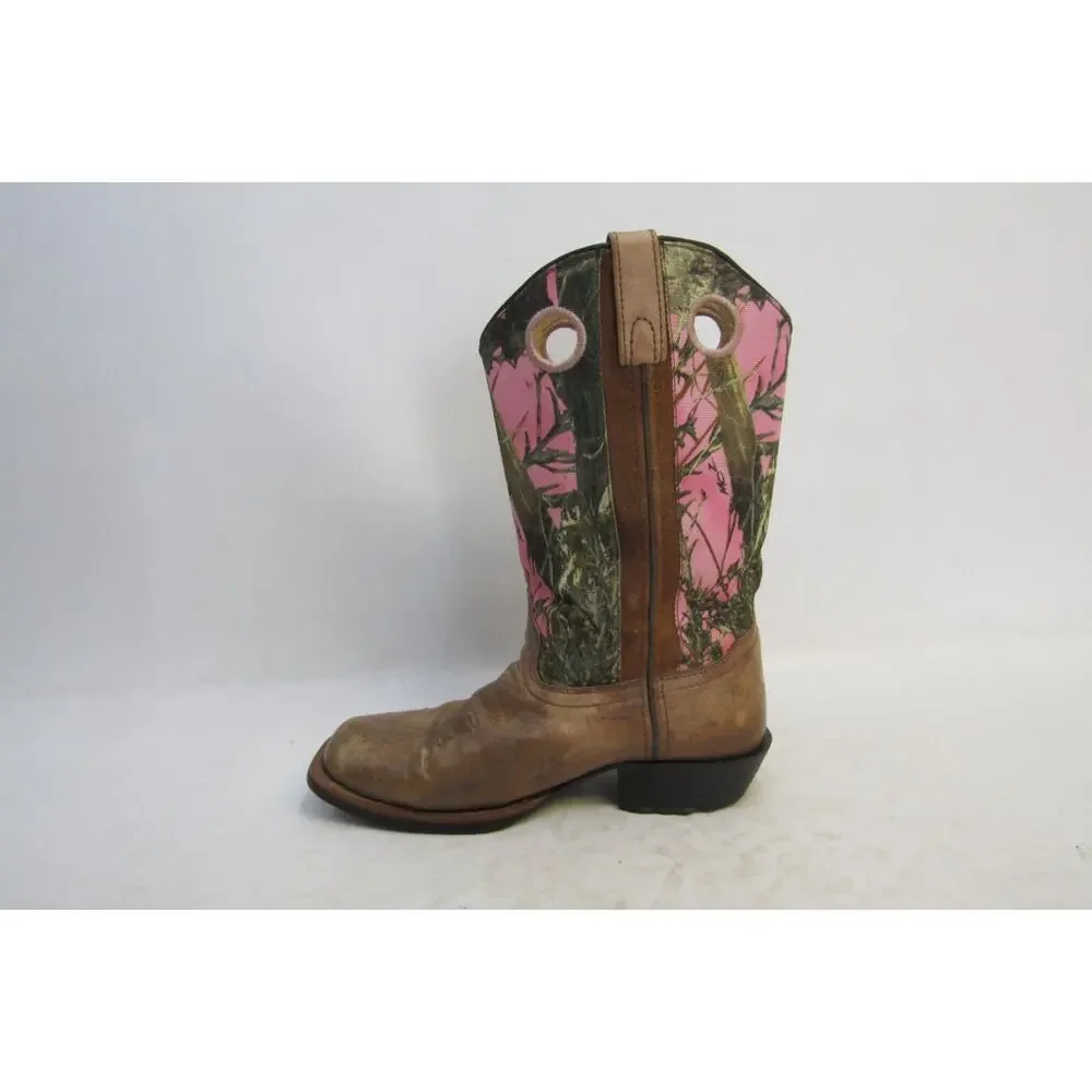 Smoky Mountain Youth Sz 3.5 D Pink Tree Camo Brown Leather Buckaroo Cowboy Boots